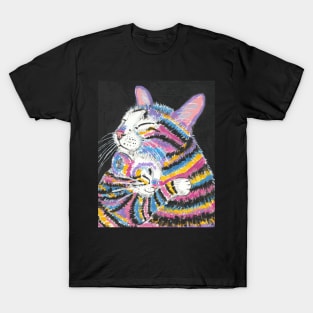 Mother and baby cat kitten abstract colorful T-Shirt